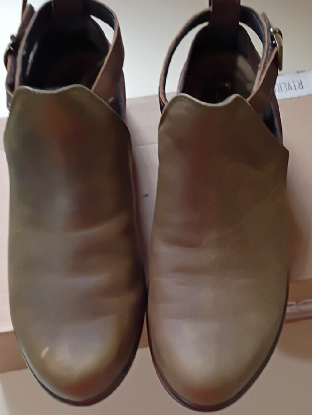 Naot Two-Tone Brown/Tan Leather Slingback Clogs - Picture 4 of 6
